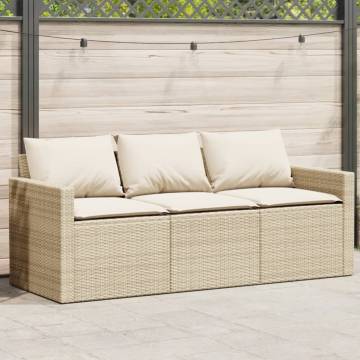 Beige 3-Seater Garden Sofa with Cushions - Relax Outdoors