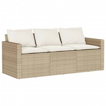 Beige 3-Seater Garden Sofa with Cushions - Relax Outdoors