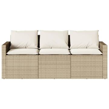 Beige 3-Seater Garden Sofa with Cushions - Relax Outdoors