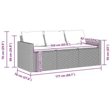 Beige 3-Seater Garden Sofa with Cushions - Relax Outdoors