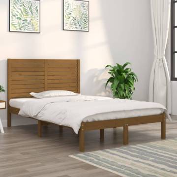 Honey Brown Solid Wood Bed Frame 120x190 cm - Small Double