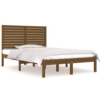 Honey Brown Solid Wood Bed Frame 120x190 cm - Small Double