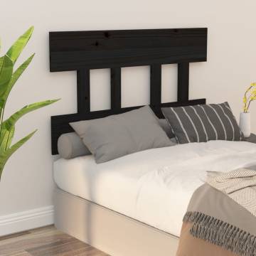 Stylish Black Bed Headboard - Solid Pine Wood 93.5x3x81 cm