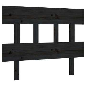 Stylish Black Bed Headboard - Solid Pine Wood 93.5x3x81 cm