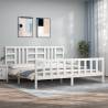 Bed Frame with Headboard White 200x200 cm Solid Wood Colour white Size 200 x 200 cm 