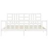 White Bed Frame with Headboard - 200x200 cm Solid Wood