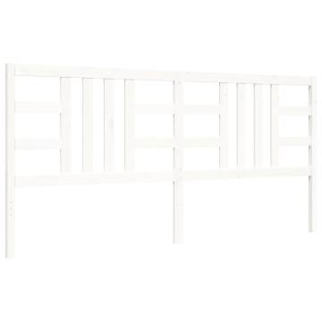 White Bed Frame with Headboard - 200x200 cm Solid Wood