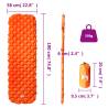 Inflating Camping Mattress for 1 Person - Orange 190x58x6 cm