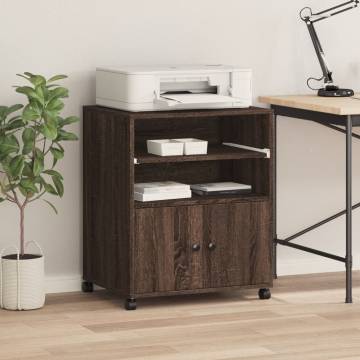 Printer Stand with Wheels - Brown Oak - 60x48x74 cm | HipoMarket