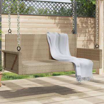 Relaxing Swing Bench in Beige - 119x56x48 cm Poly Rattan