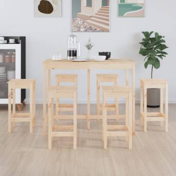 7 Piece Bar Set - Solid Wood Pine | Hipomarket UK