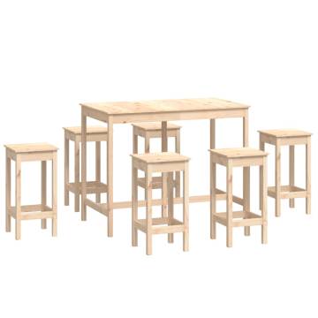 7 Piece Bar Set - Solid Wood Pine | Hipomarket UK