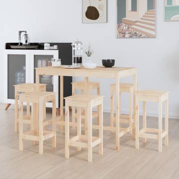 7 Piece Bar Set - Solid Wood Pine | Hipomarket UK