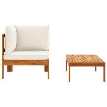 2 Piece Garden Sofa Set with Cushions | Solid Acacia Wood