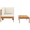 2 Piece Garden Sofa Set with Cushions | Solid Acacia Wood