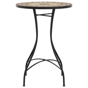 Mosaic Bistro Table Ø50x70 cm | Terracotta & White Ceramic