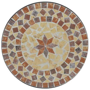 Mosaic Bistro Table Ø50x70 cm | Terracotta & White Ceramic