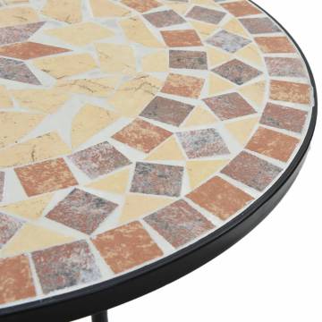 Mosaic Bistro Table Ø50x70 cm | Terracotta & White Ceramic