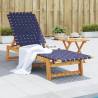 Sun Lounger with Table Dark Blue Solid Wood Acacia and Fabric Colour blue Quantity in Package 1 Model with table 