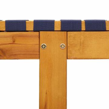 Sun Lounger with Table - Dark Blue Acacia Wood & Fabric