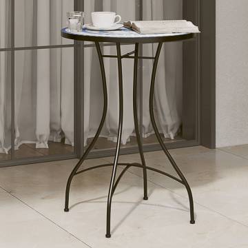 Mosaic Bistro Table Blue & White Ø50x70 cm Ceramic | Hipomarket