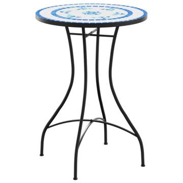 Mosaic Bistro Table Blue & White Ø50x70 cm Ceramic | Hipomarket