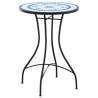 Mosaic Bistro Table Blue & White Ø50x70 cm Ceramic | Hipomarket