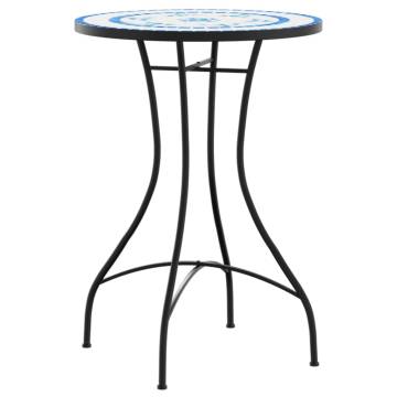 Mosaic Bistro Table Blue & White Ø50x70 cm Ceramic | Hipomarket