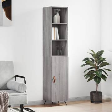 Stylish Grey Sonoma Highboard - 34.5x34x180 cm Engineered Wood