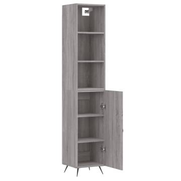 Stylish Grey Sonoma Highboard - 34.5x34x180 cm Engineered Wood