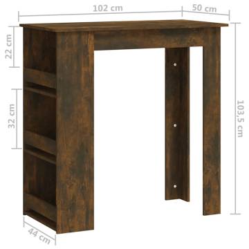 Bar Table with Storage Rack - Smoked Oak | Hipomarket UK