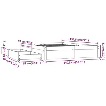 Bed Frame with Drawers 135x190 cm Double | Hipo Market