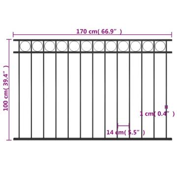 Black Steel Fence Panel 1.7x1m - Durable Garden Security