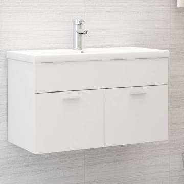 Stylish Sink Cabinet with Built-in Basin - Engineered Wood White