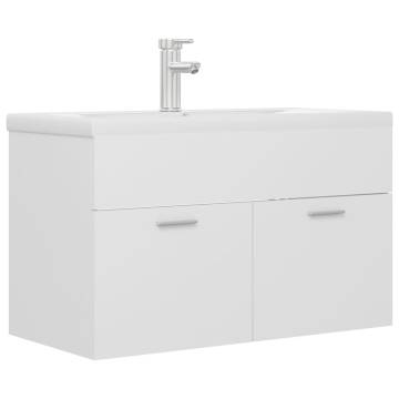 Stylish Sink Cabinet with Built-in Basin - Engineered Wood White