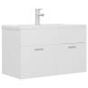 Stylish Sink Cabinet with Built-in Basin - Engineered Wood White