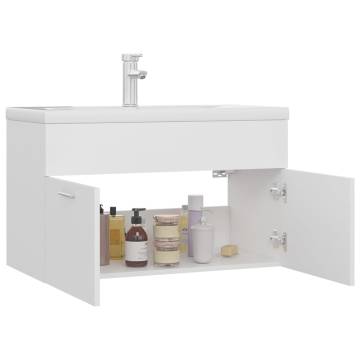 Stylish Sink Cabinet with Built-in Basin - Engineered Wood White