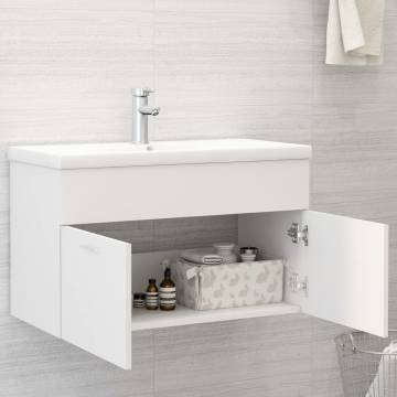 Stylish Sink Cabinet with Built-in Basin - Engineered Wood White