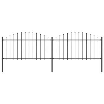 Garden Fence with Spear Top Steel - 3.4 m Black