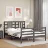 Bed Frame with Headboard Grey 140x190 cm Solid Wood Colour grey Size 140 x 190 cm 