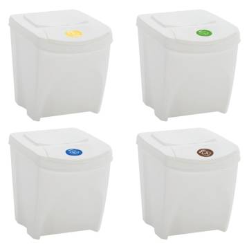 Stackable Garbage Bin Boxes - 4 pcs White 100L Polypropylene