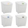 Stackable Garbage Bin Boxes - 4 pcs White 100L Polypropylene