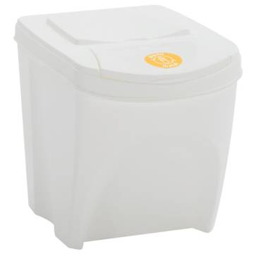 Stackable Garbage Bin Boxes - 4 pcs White 100L Polypropylene