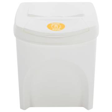 Stackable Garbage Bin Boxes - 4 pcs White 100L Polypropylene