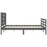 Stylish Grey Bed Frame with Headboard - 140x190 cm Solid Wood