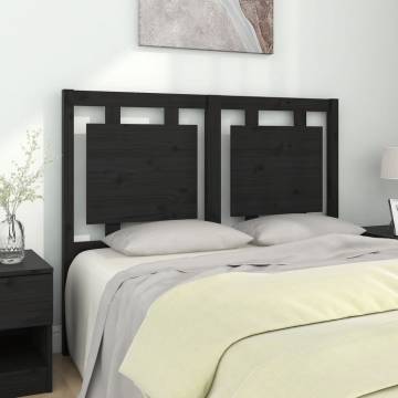 Black Bed Headboard - Solid Pine Wood, 125.5x4x100 cm