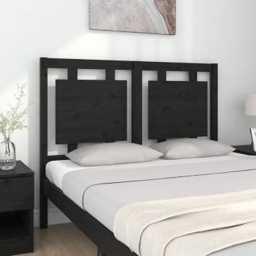 Black Bed Headboard - Solid Pine Wood, 125.5x4x100 cm