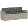 Garden Sofa with Cushions - 3-Seater Light Grey Poly Rattan