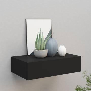 Wall-mounted Drawer Shelf Black - Stylish MDF Storage Solution