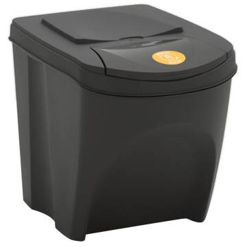 Stackable Garbage Bin Boxes - 75L Polypropylene - 3 pcs Grey